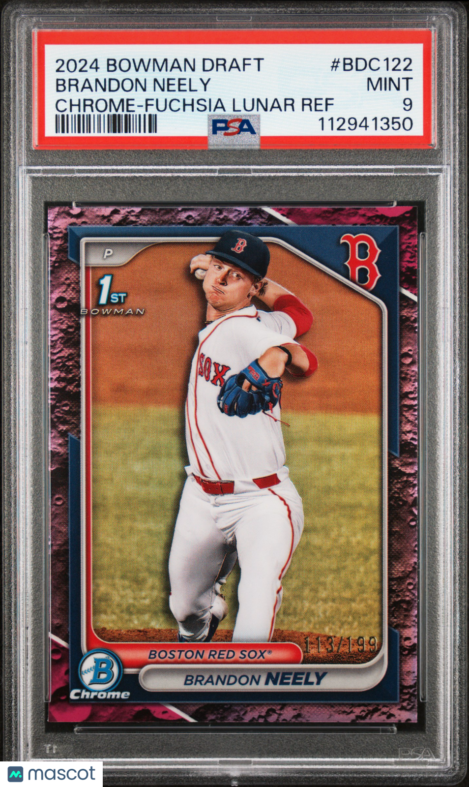 2024 Bowman Draft Brandon Neely #BDC122 Chrome Fuchsia Lunar Ref 113/199 PSA 9