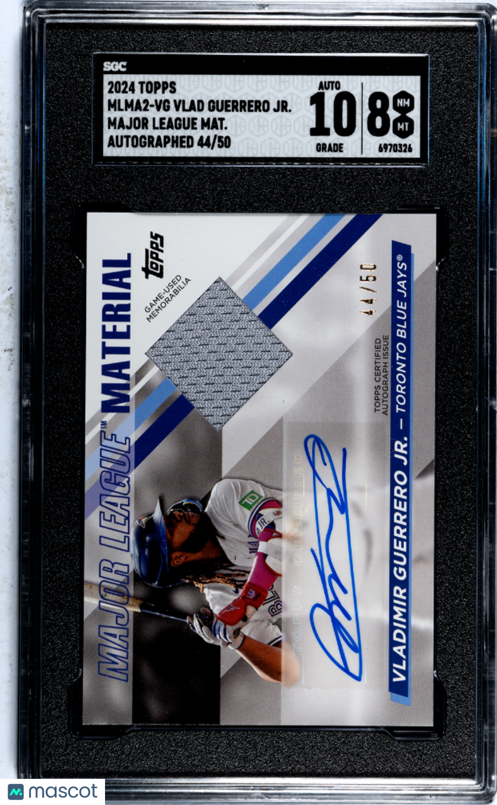 2024 Topps Vladimir Guerrero JR. #MLMA2-VG ML Mat. Autograph SGC 8 Auto 10
