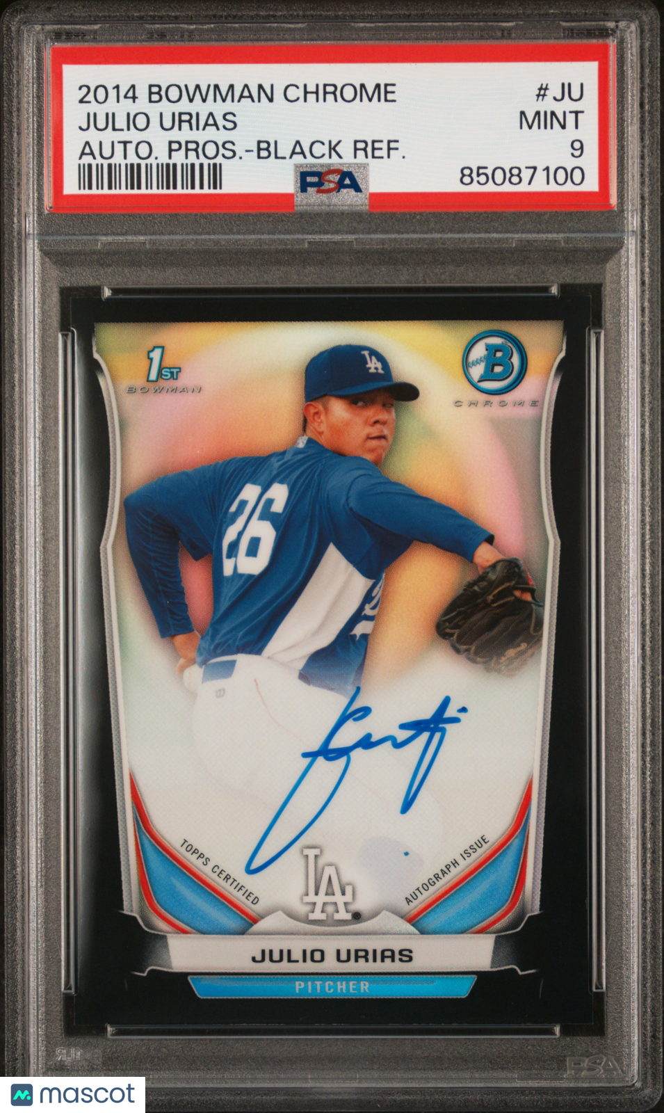 2014 Bowman Chrome Auto Prospects Julio Urias #JU Auto  Black Refractor PSA