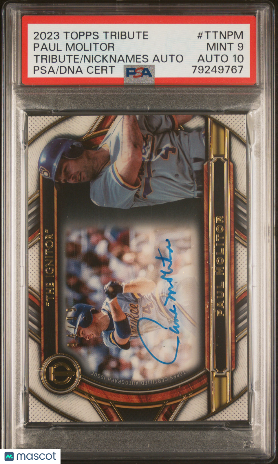 2023 Topps Tribute Tribute To Nicknames Auto Paul Molitor #TTNPM PSA 9