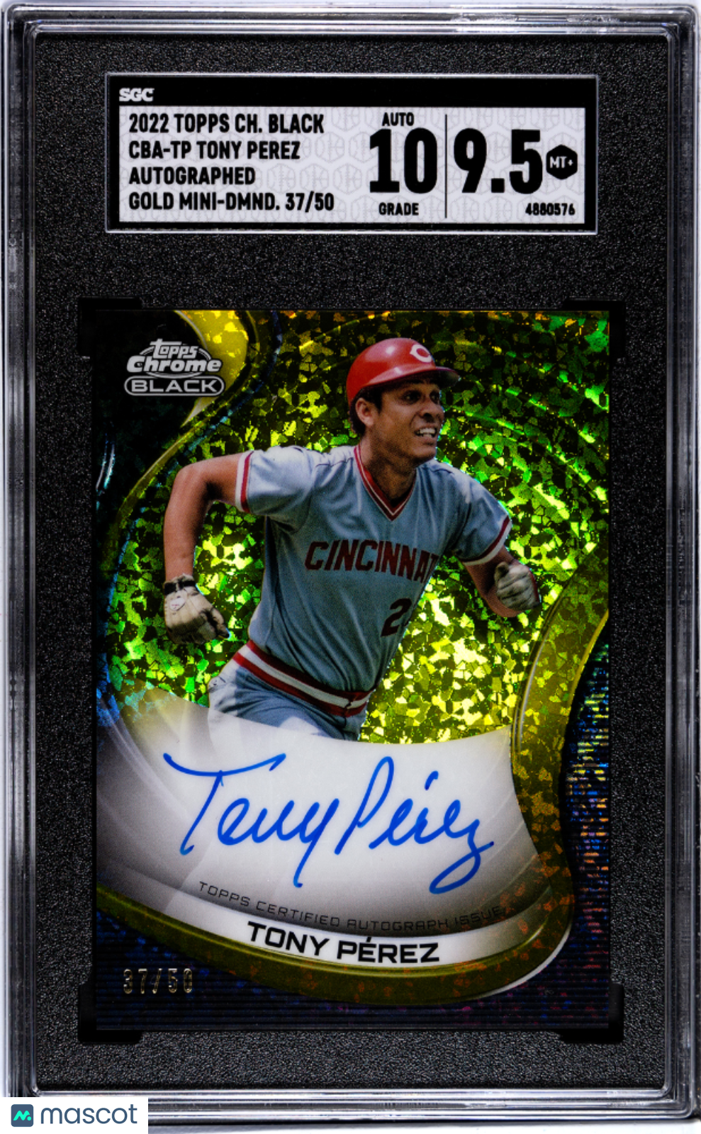 2022 Topps Chrome Black Tony Perez #CBA-TP Autograph Gold Mini Diamond