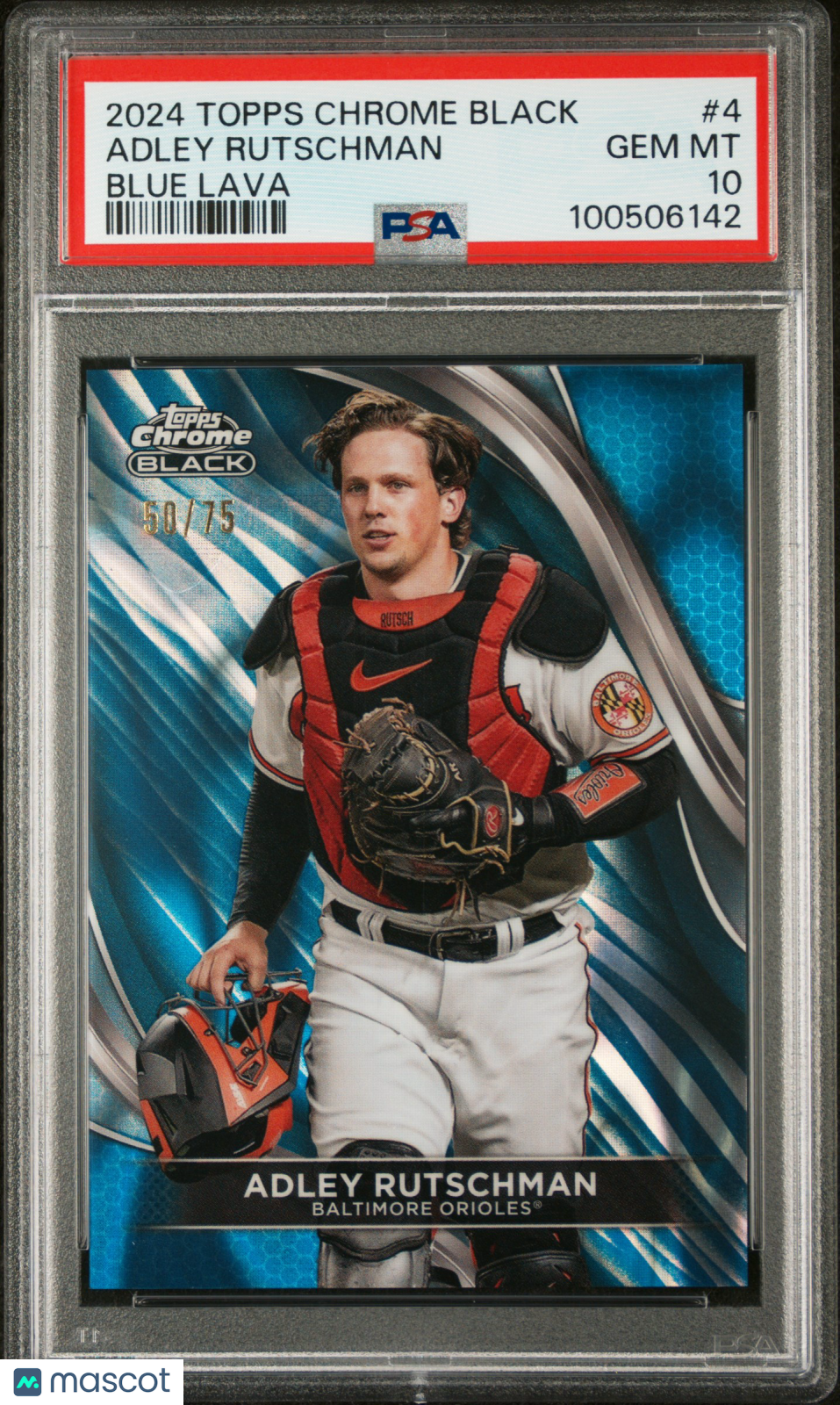 2024 Topps Chrome Black Adley Rutschman #4 Blue Lava 50/75 PSA 10