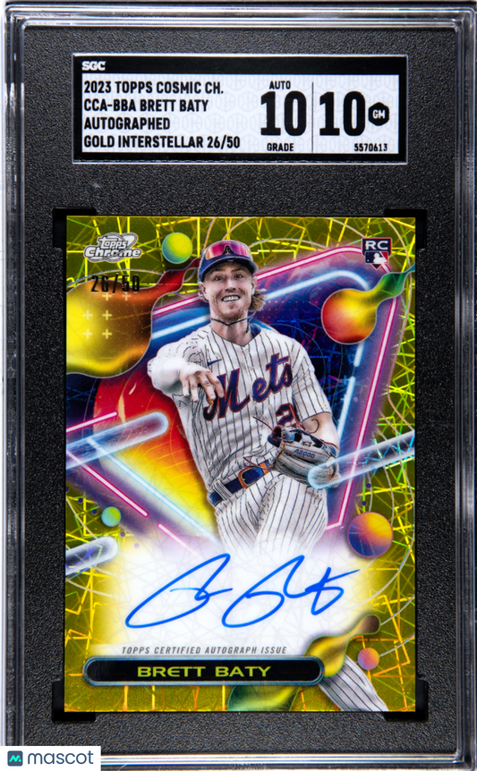 2023 Topps Cosmic Chrome Brett Baty #CCA-BBA Auto Gold Int. SGC 10 Auto 10