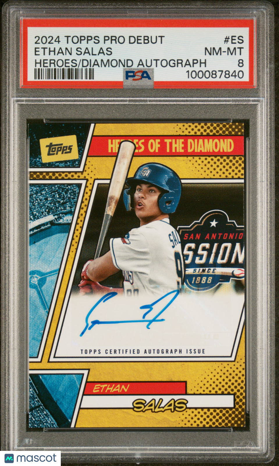 2024 Topps Pro Debut Heroes Of The Diamond Auto Ethan Salas #ES Copper PSA 8