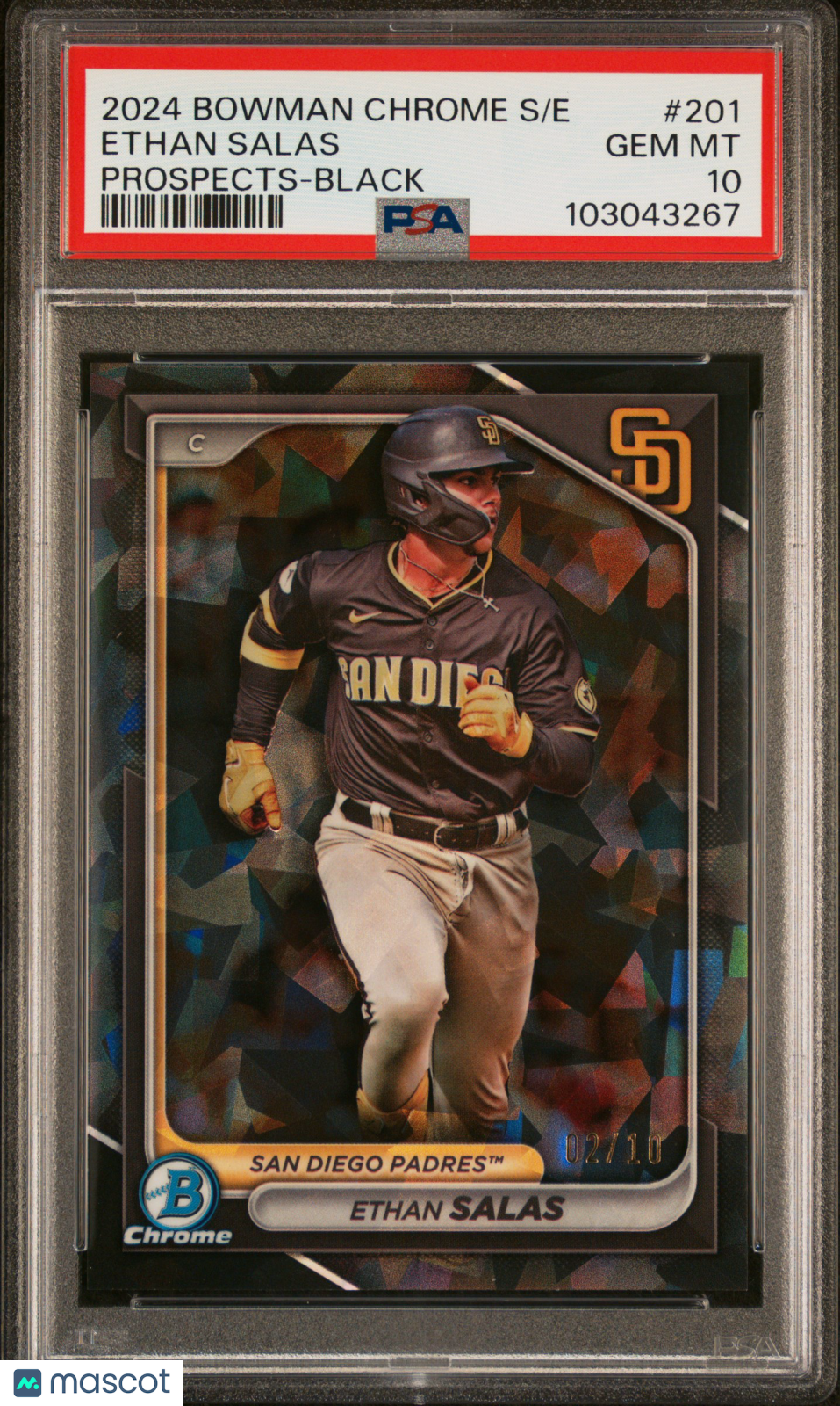 2024 Bowman Chrome Sapphire Prospects Ethan Salas #201 Black 02/10 PSA 10