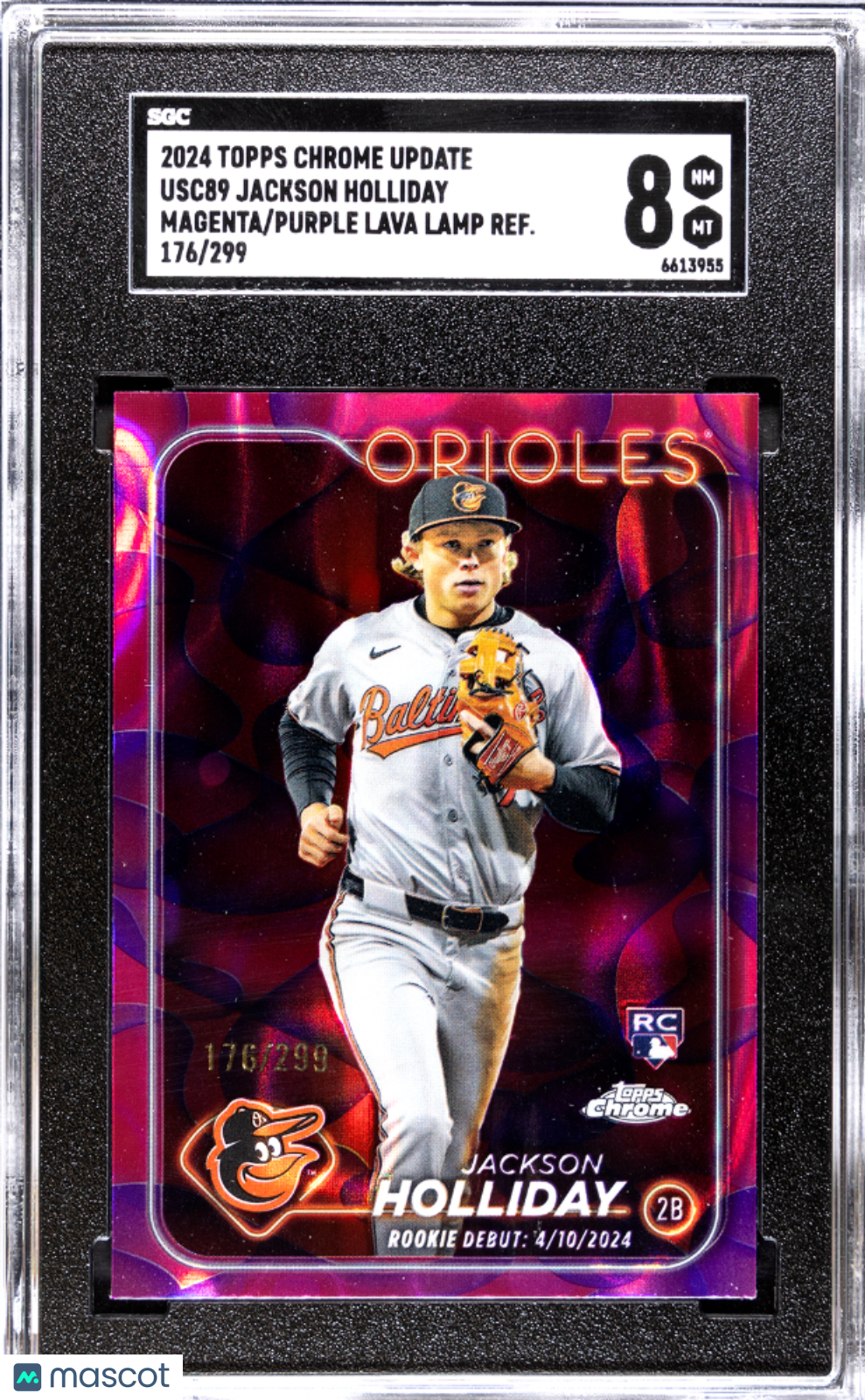 2024 Topps Chrome Update Jackson Holliday #USC89 Magenta Purple Lava Lamp SGC 8